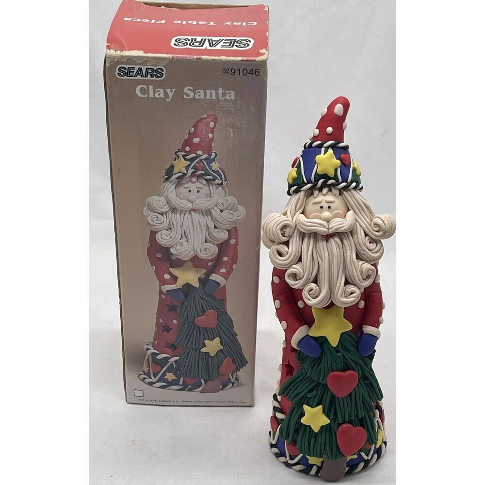 VINTAGE SEARS CLAY SANTA EXCLUSIVE CLAY TABLE PIECA FIGURINE 9” CHRISTMAS 91046